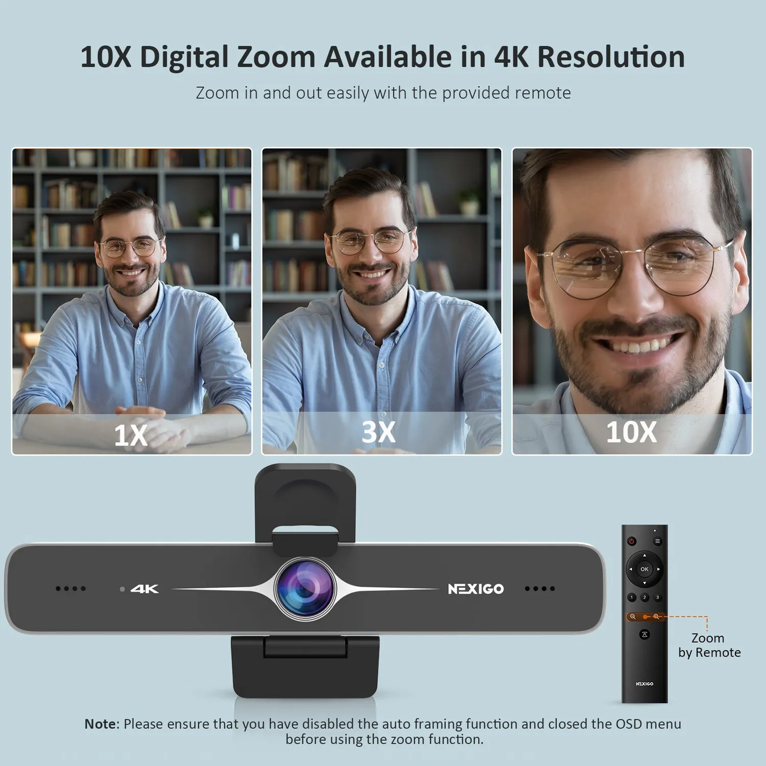 NexiGo N970P 4K Webcam met Autoframing en Zoom
