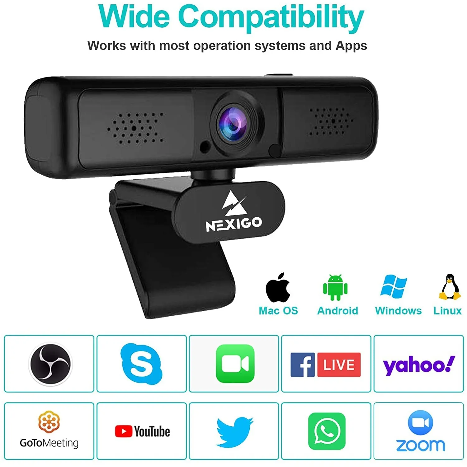 NexiGo N650 2K webcam fixed focus zoom