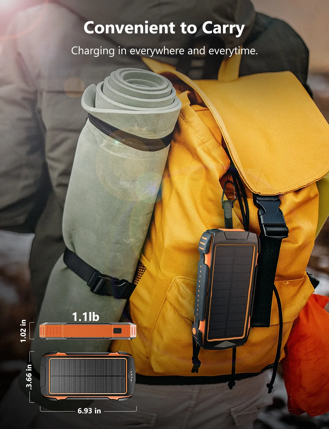 NexiGo E21 powerbank 20000 mAh op zonne-energie