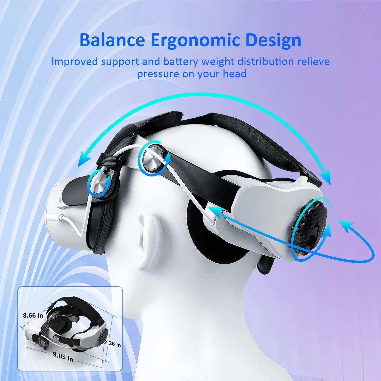 NexiGo S32 Head Strap hoofdband met 5300 mAh batterij