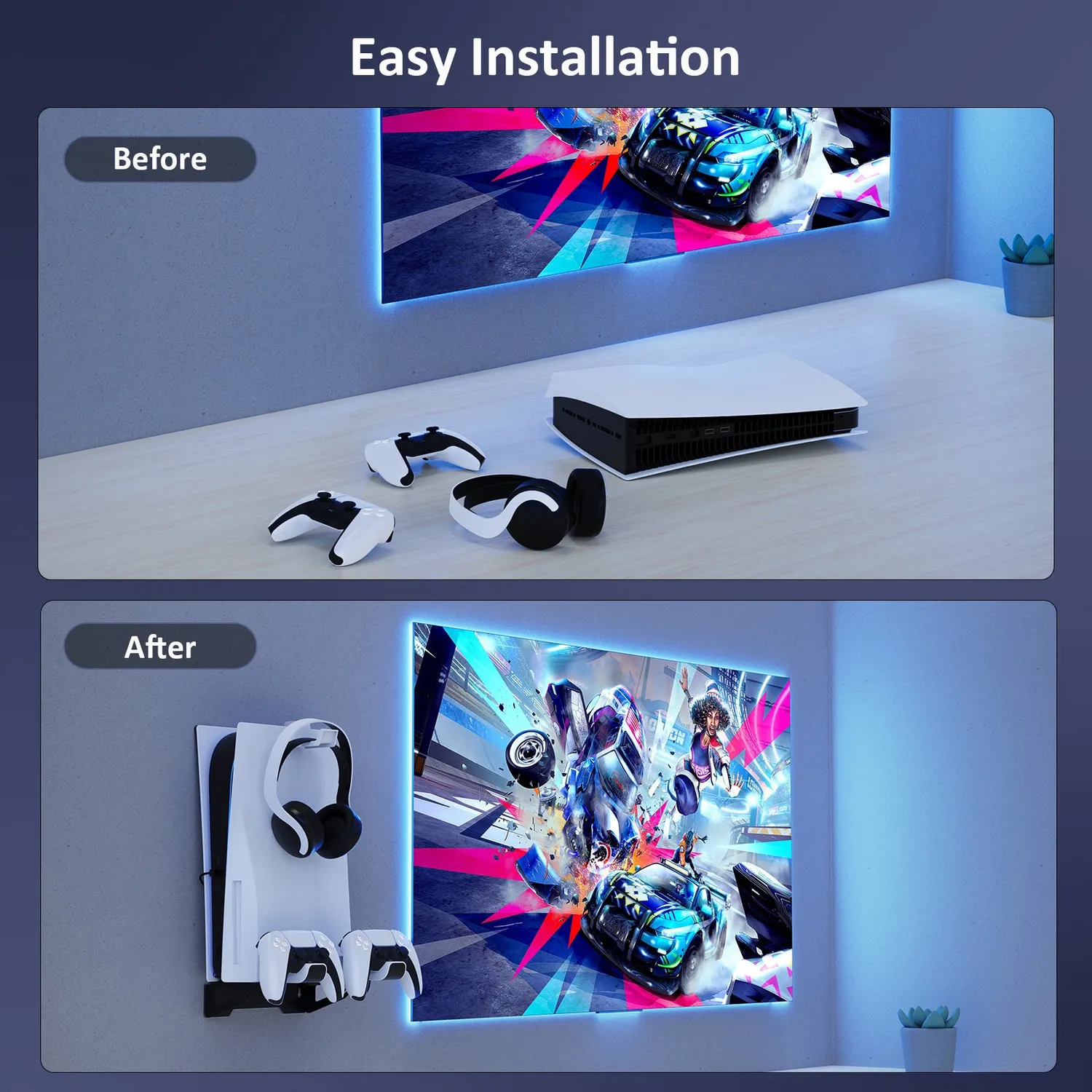 NexiGo Wall Mount met controlleroplader voor PS5 Disc & Digital