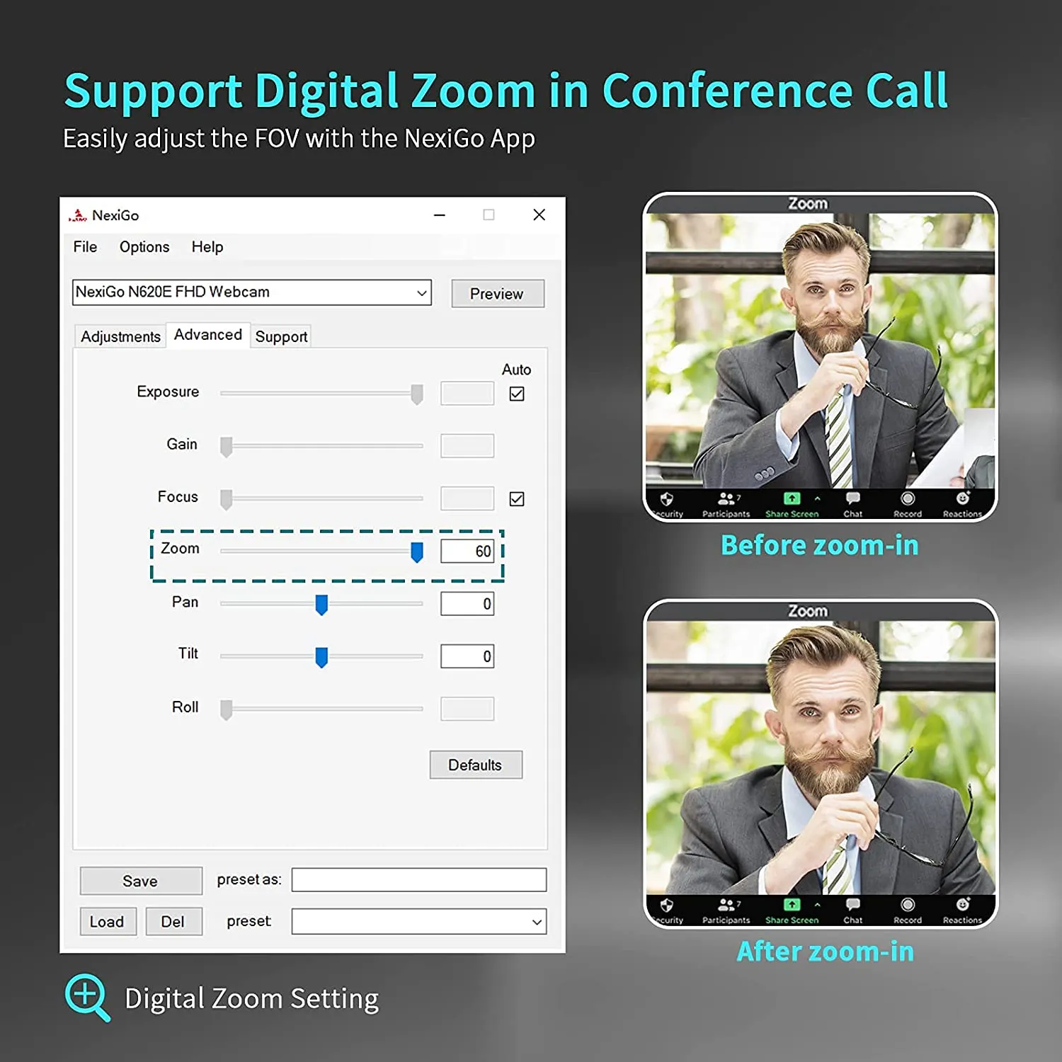 NexiGo N620E webcam 1080p 60fps met autofocus