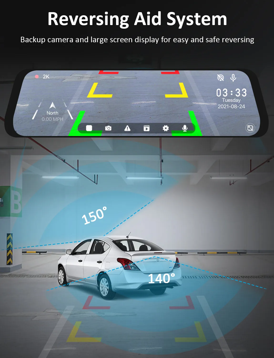 NexiGo D81 2.5K mirror dashcam 10 inch touchscreen