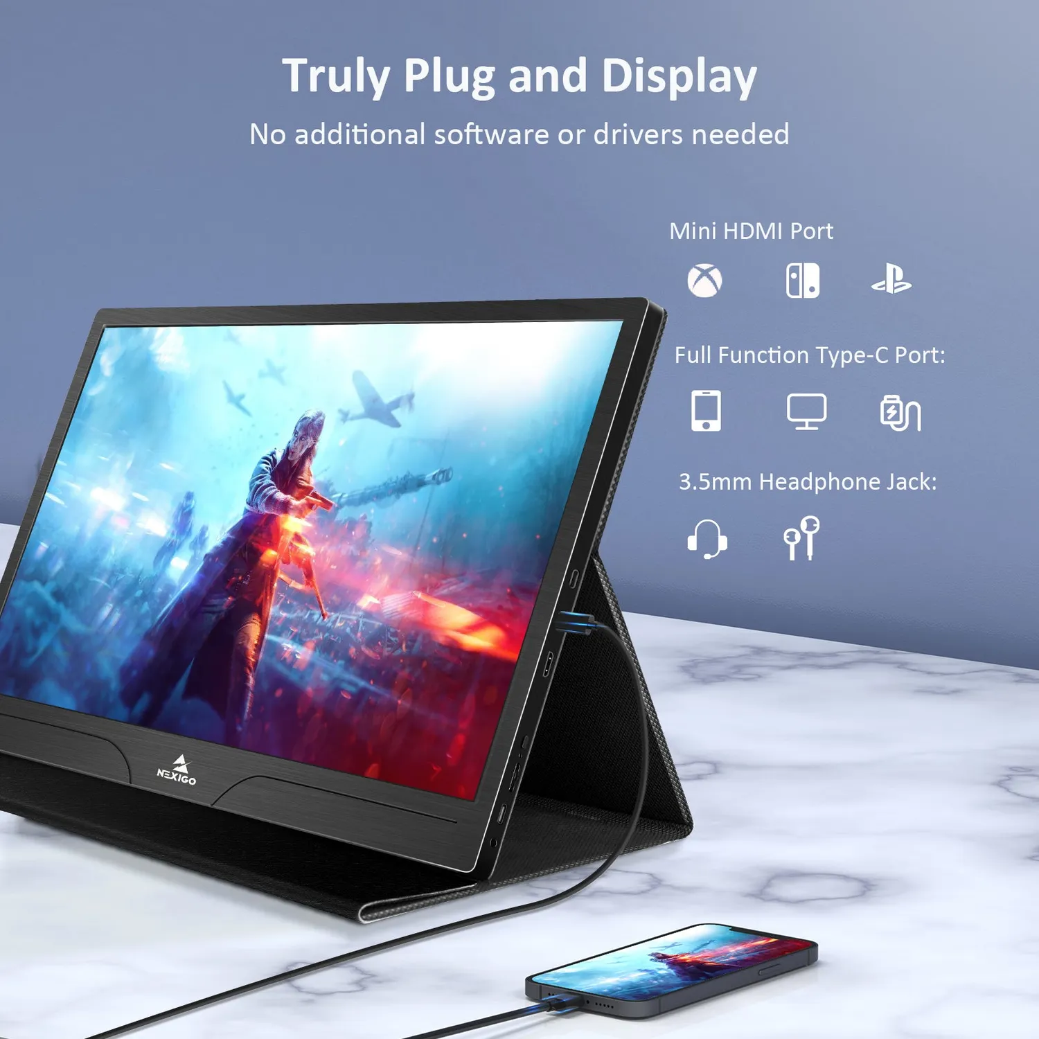 NexiGo NG17QH draagbare monitor 17,3 inch 4K IPS