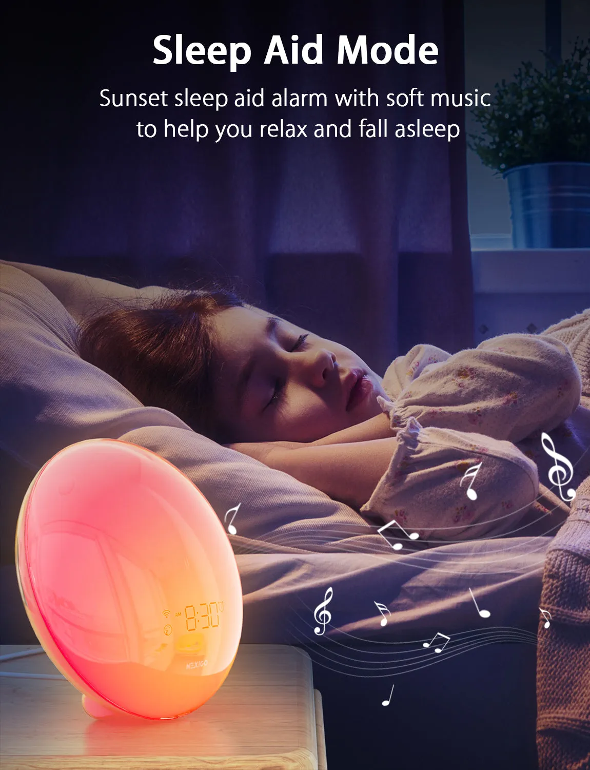 NexiGo LT11S wake-up light wekker met sunrise simulatie