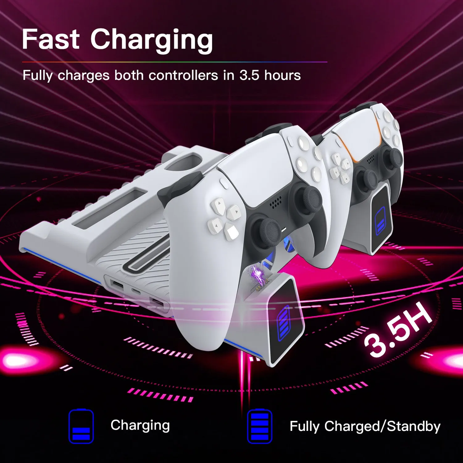 NexiGo PS5 Koelstandaard met RGB Strip Verlichting