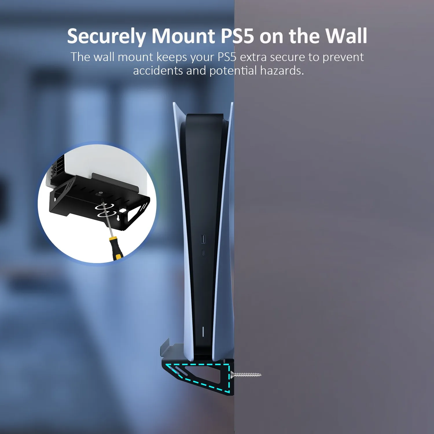 NexiGo Wall Mount met controlleroplader voor PS5 Disc & Digital