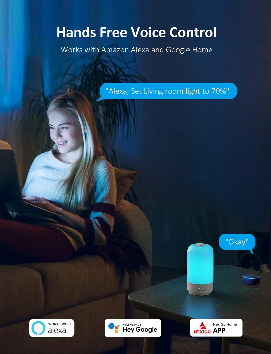 NexiGo LT01S Smart Tafellamp RGBW met Touchbediening