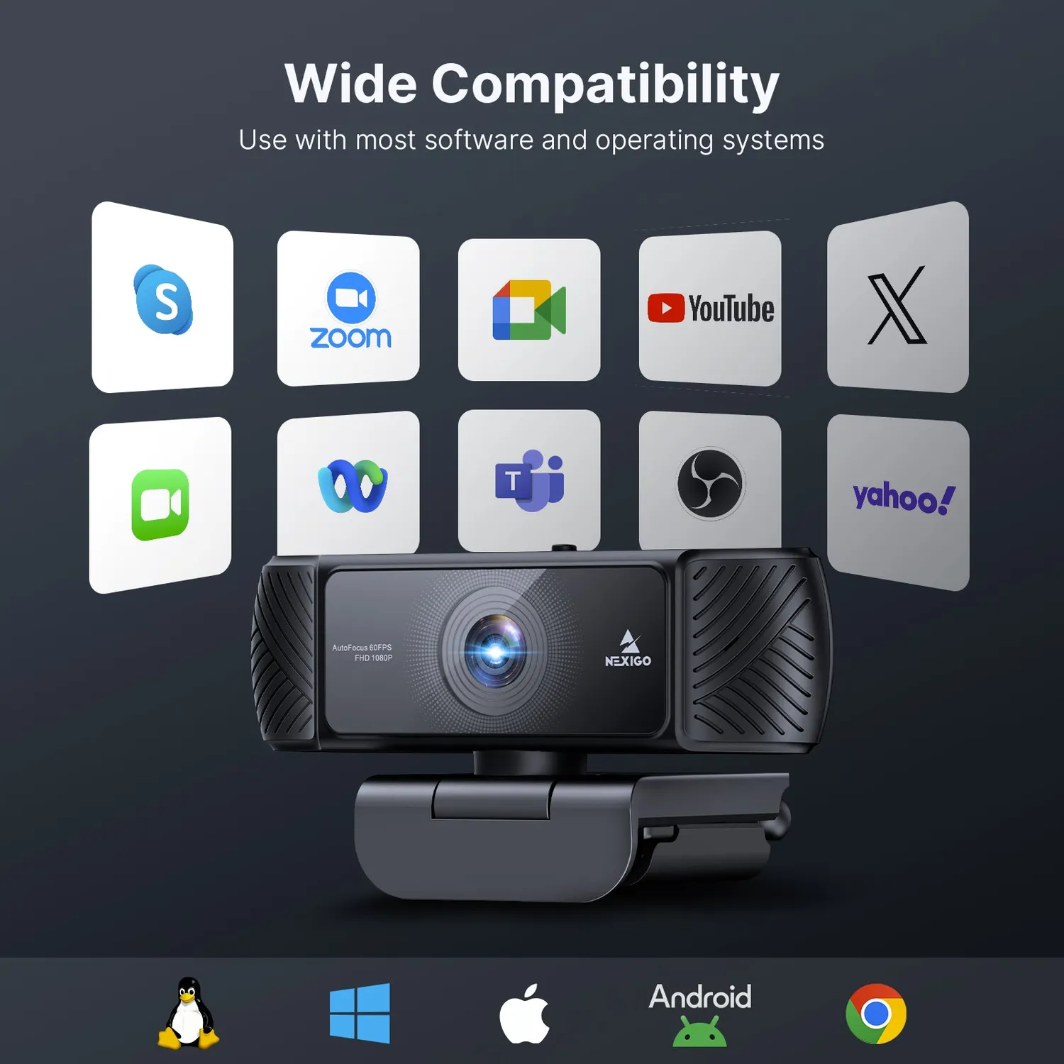 NexiGo N680P webcam 1080p 60fps met autofocus