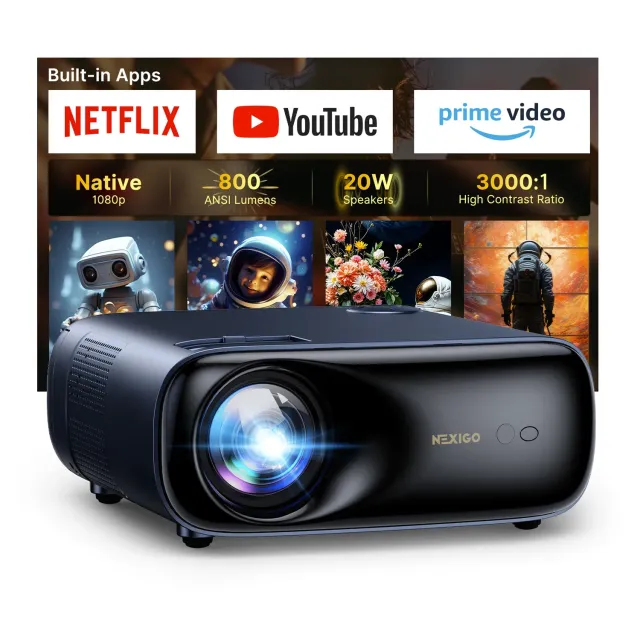 NexiGo PJ40 Ultra Beamer 300 Inch met Netflix 20W