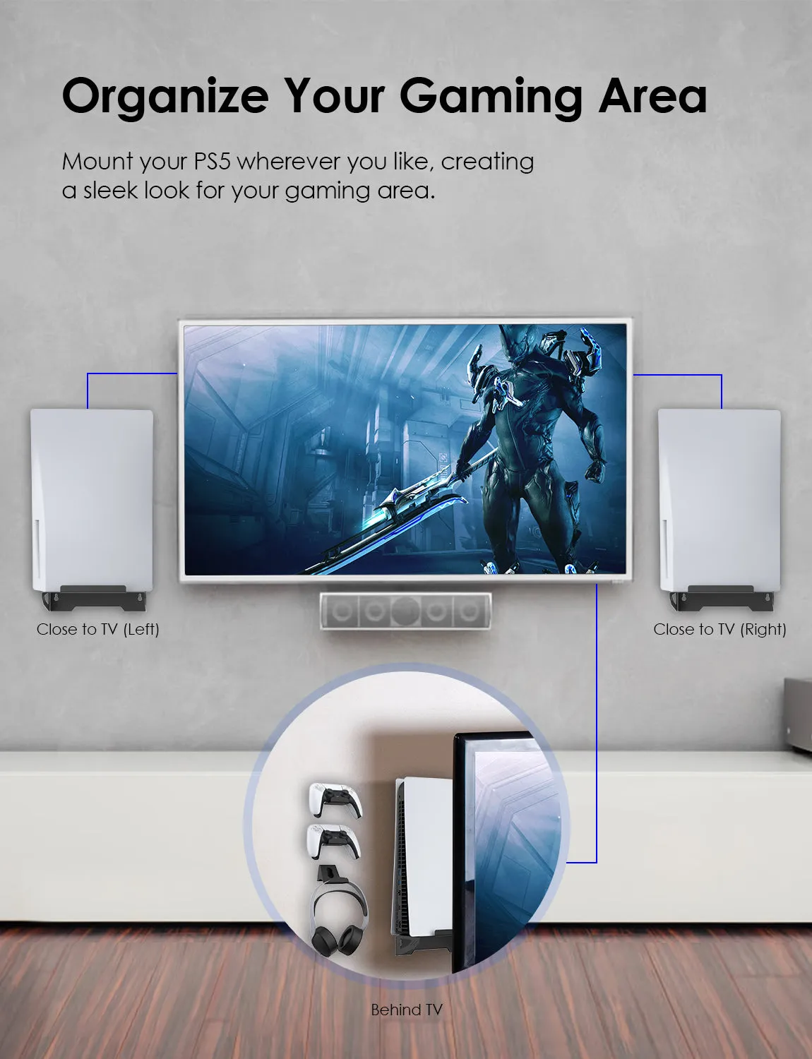 NexiGo Wall Mount Set voor PS5 wandbeugel