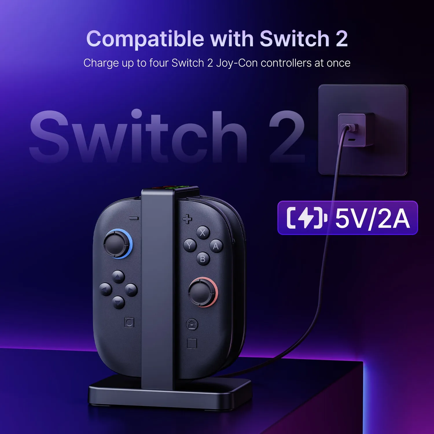 NexiGo Controller Charger Switch 2 controllerlader 4 Joy-Cons magnetisch