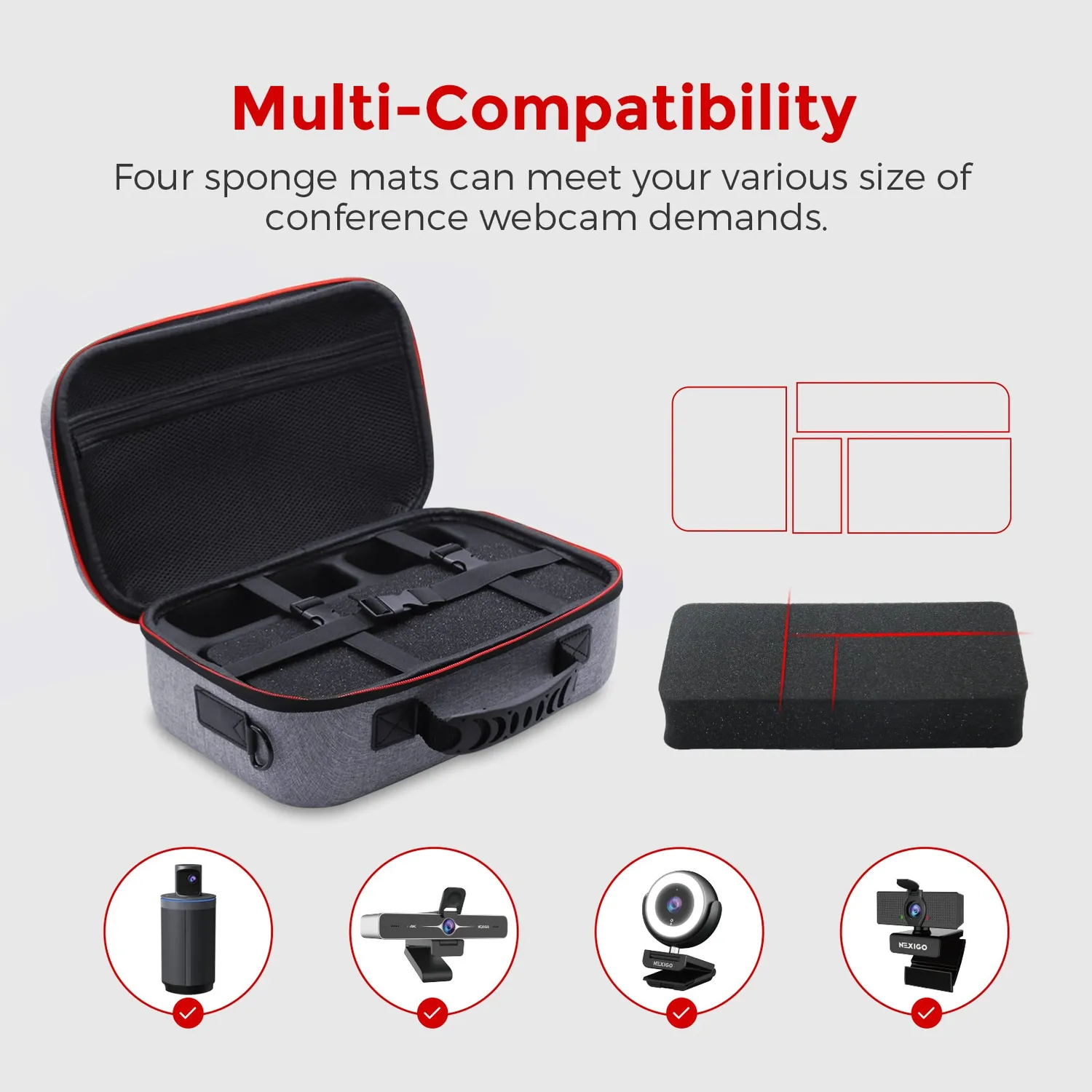 NexiGo Travel Case conference cameratas zwart hardcase