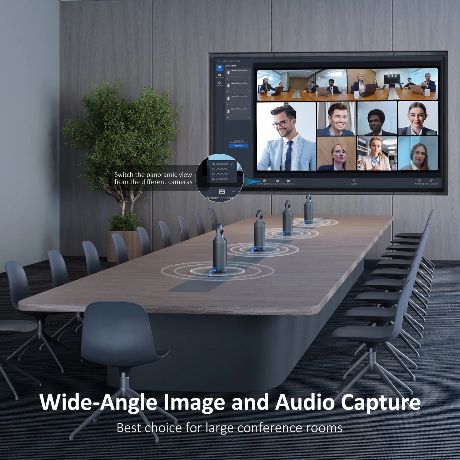 NexiGo 360° conference camera vergadercamera 8 microfoons