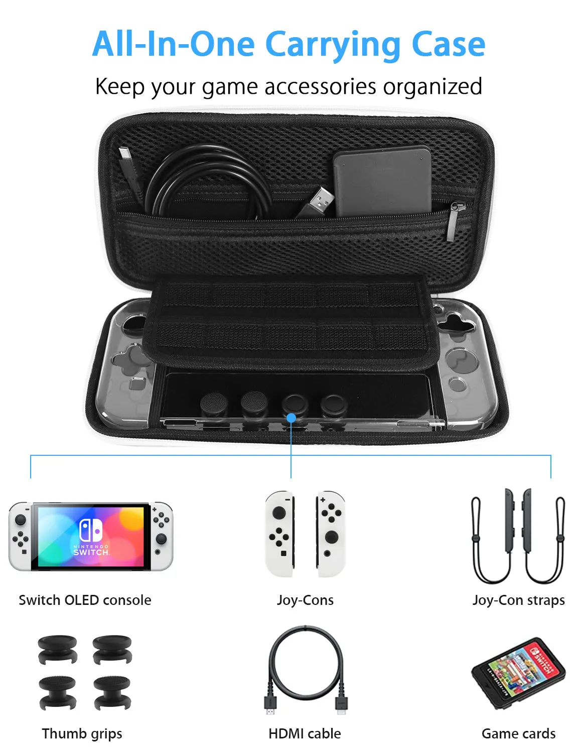 NexiGo Switch OLED opbergtas accessoireset EVA