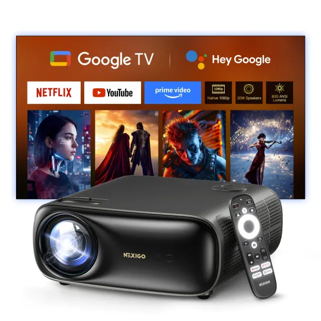 NexiGo PJ40 Pro Smart Projector Google TV 1080p 800 ANSI