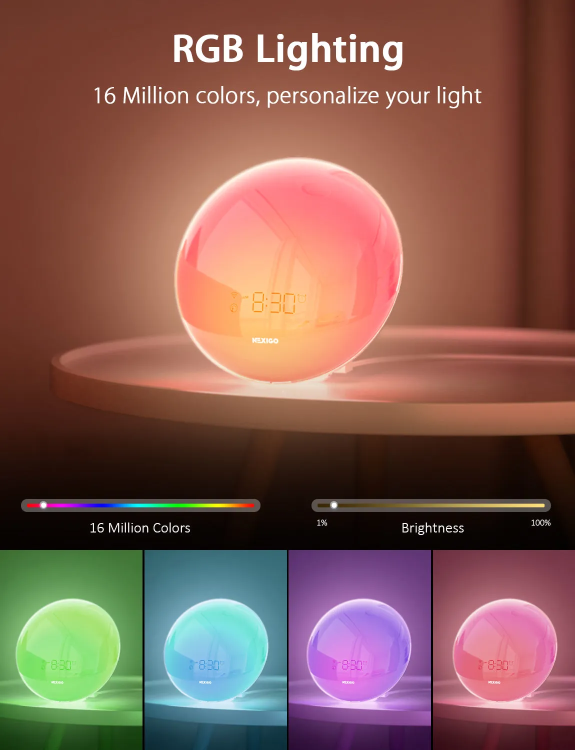 NexiGo LT11S wake-up light wekker met sunrise simulatie