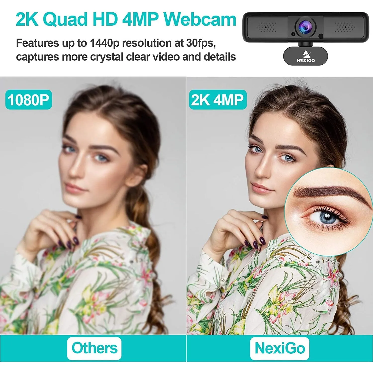 NexiGo N650 2K webcam fixed focus zoom