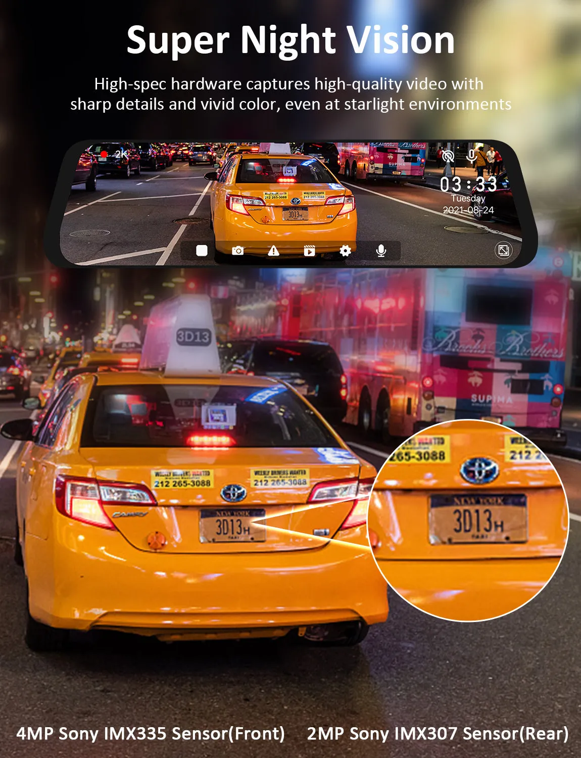 NexiGo D81 2.5K mirror dashcam 10 inch touchscreen