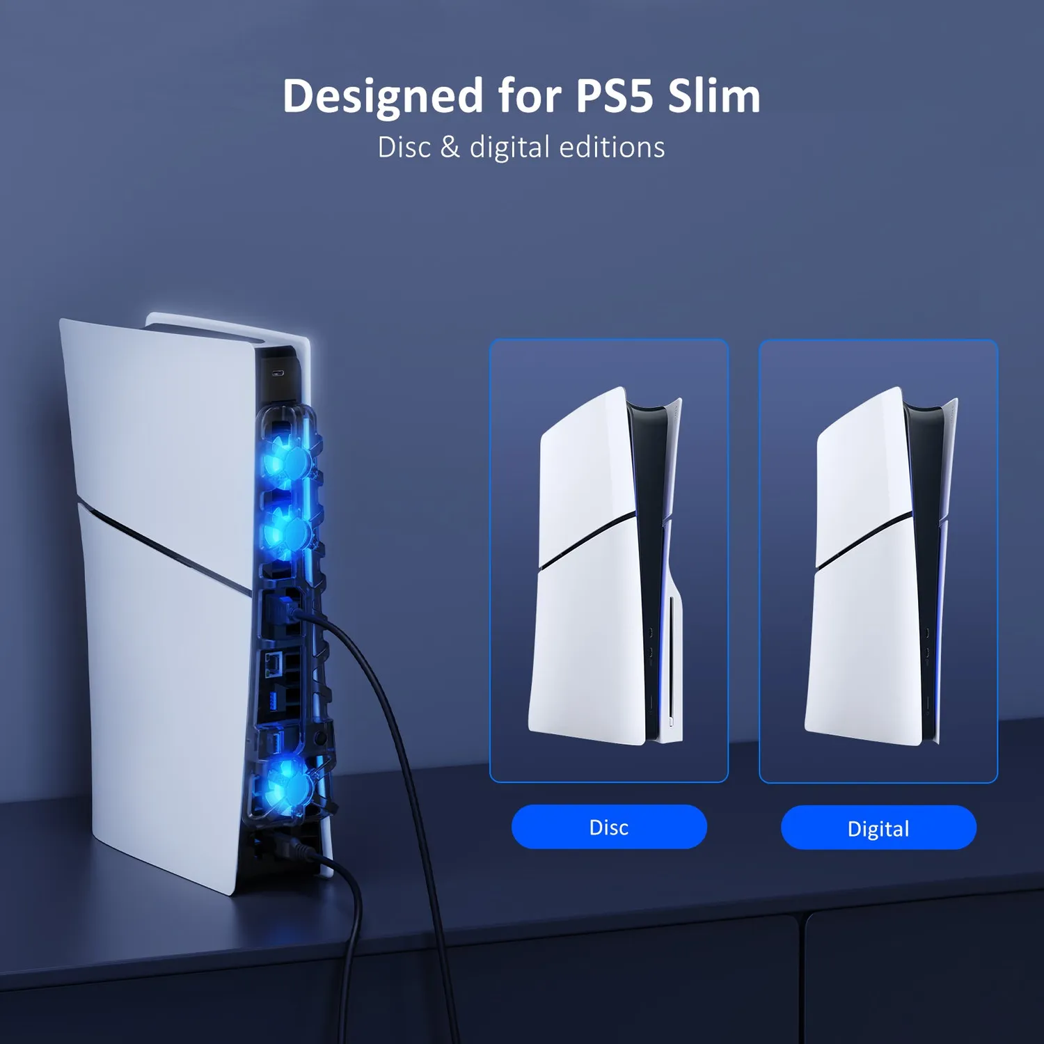 NexiGo PS5 Slim ventilator koeler met USB 3.0 poort