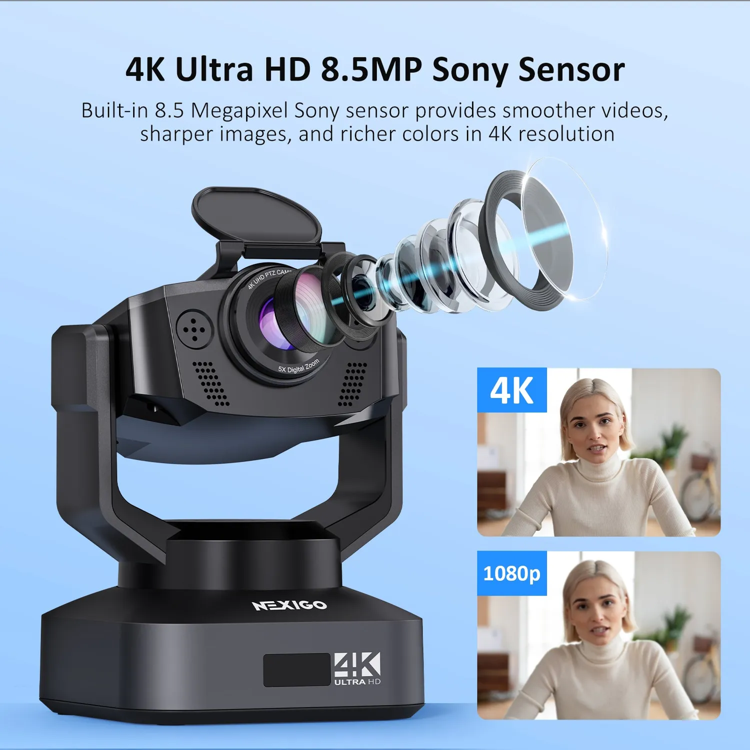 NexiGo N990 4K PTZ webcam met 5x zoom