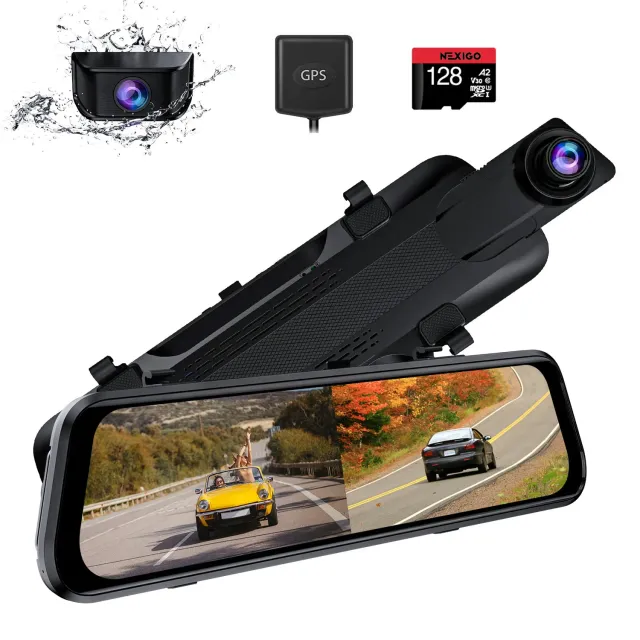 NexiGo D81 2.5K mirror dashcam 10 inch touchscreen