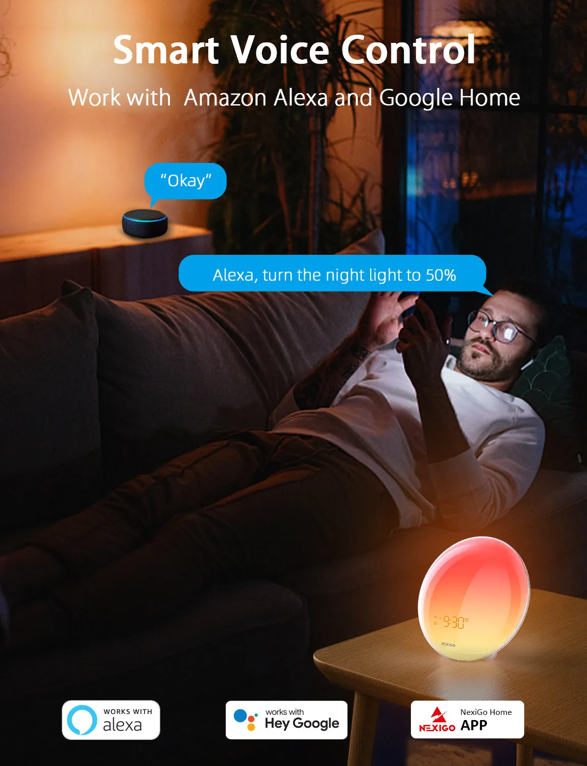 NexiGo LT11S wake-up light wekker met sunrise simulatie