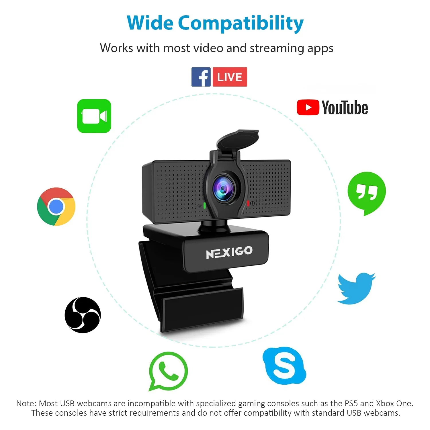NexiGo N60 1080p webcam 110 graden FOV
