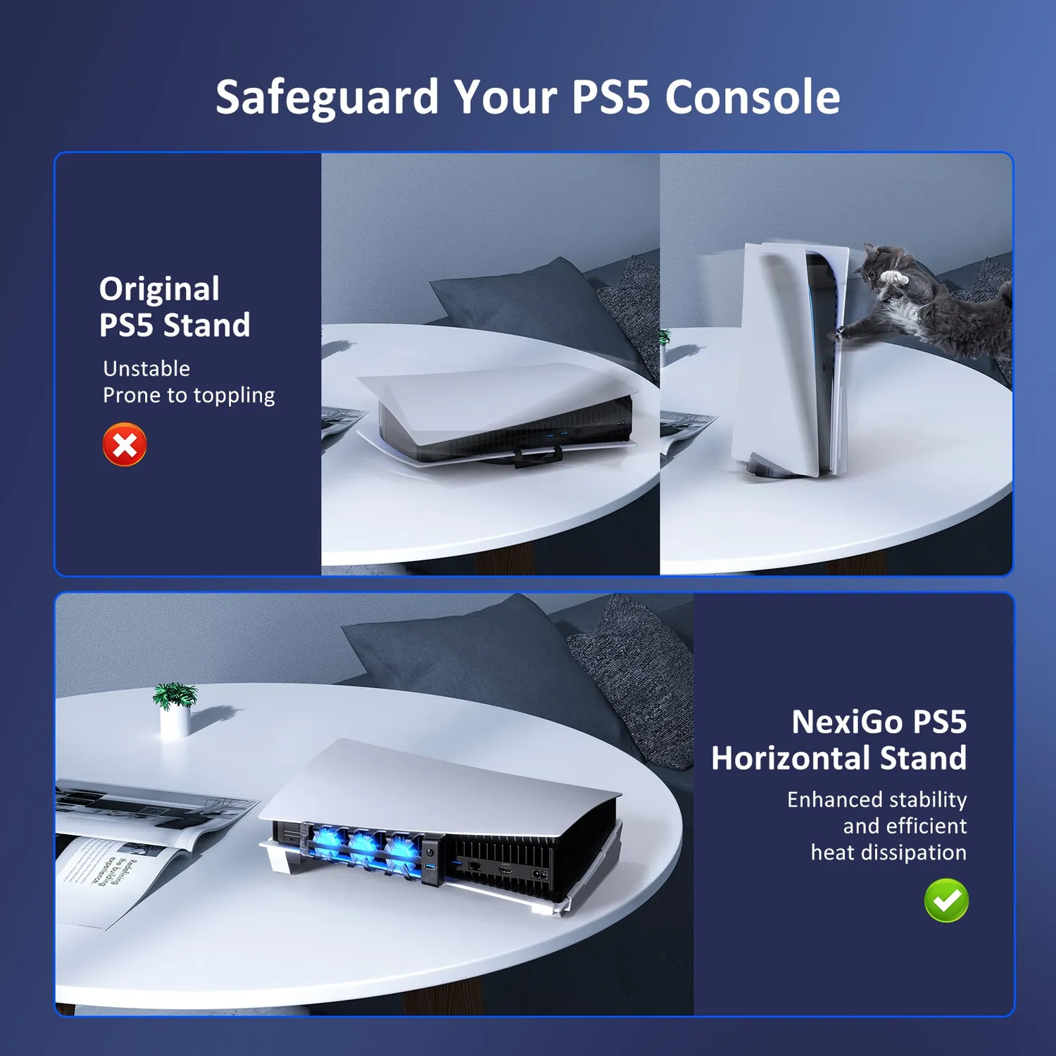 NexiGo PS5 Horizontale Standaard met Koelventilator