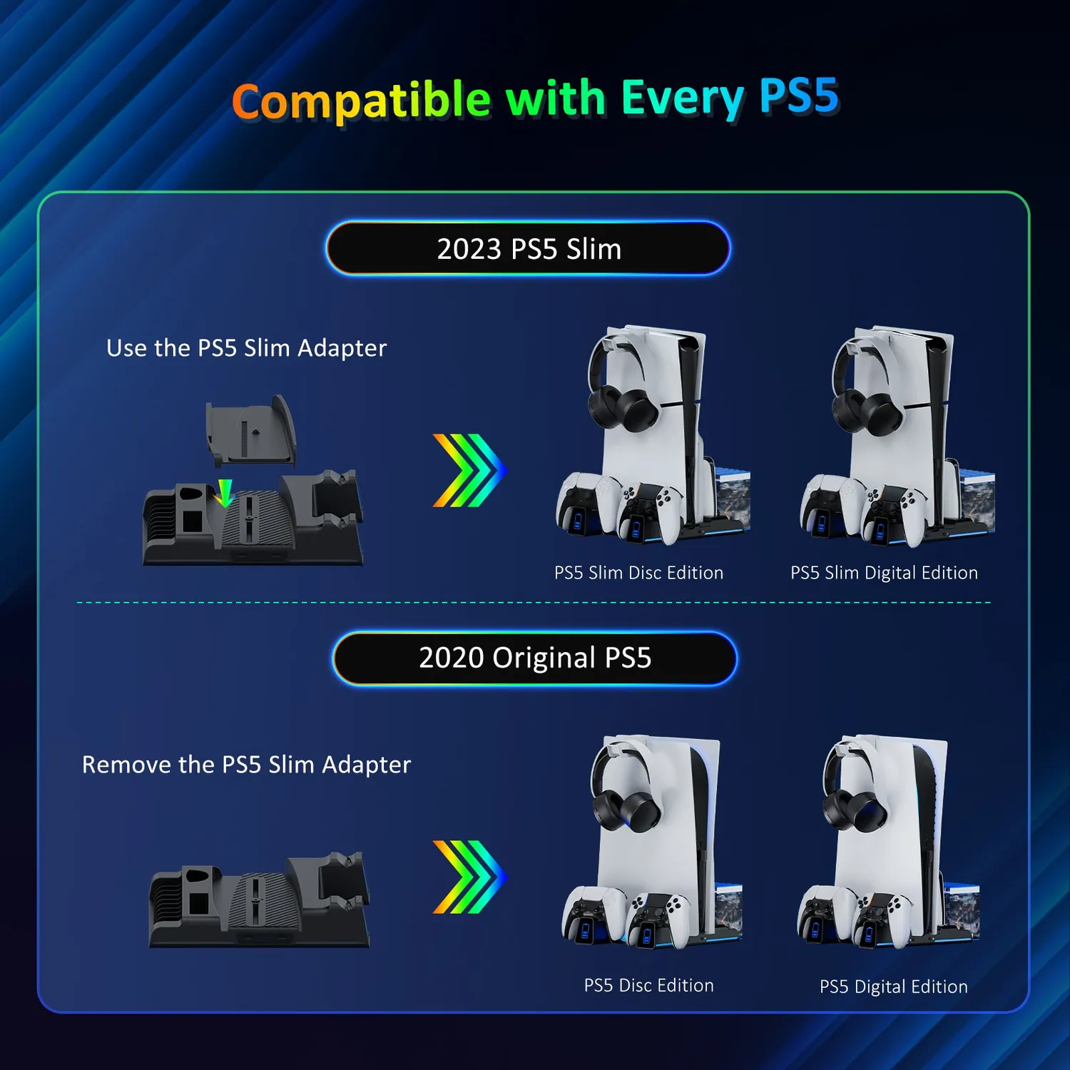 NexiGo PS5 Slim koelstandaard met RGB verlichting