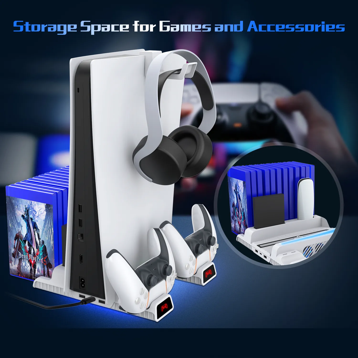NexiGo PS5 verticale standaard headset RGB