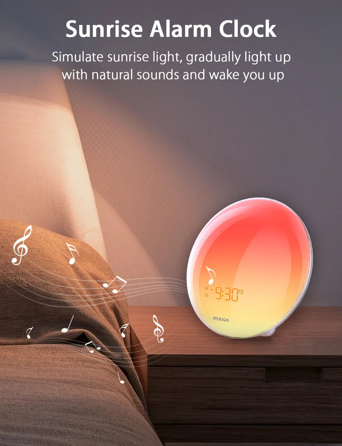 NexiGo LT11S wake-up light wekker met sunrise simulatie