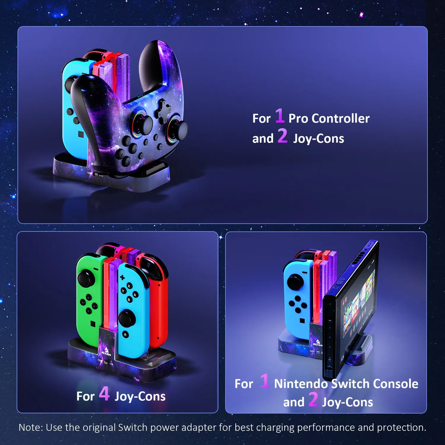 NexiGo Enhanced laadstation voor Joy-Con en Pro Controller