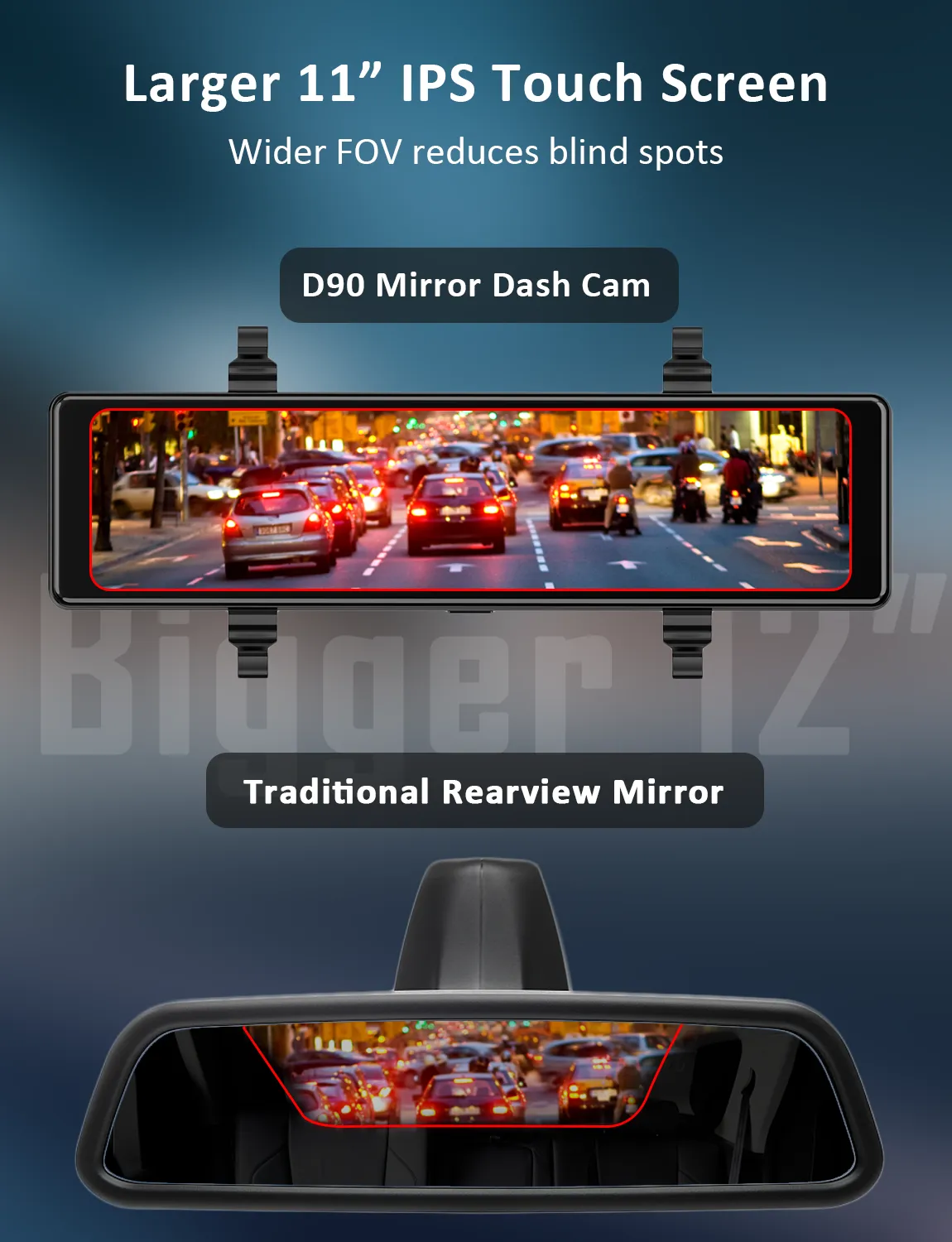 NexiGo D90 4K spiegel dashcam 12 inch dual Sony