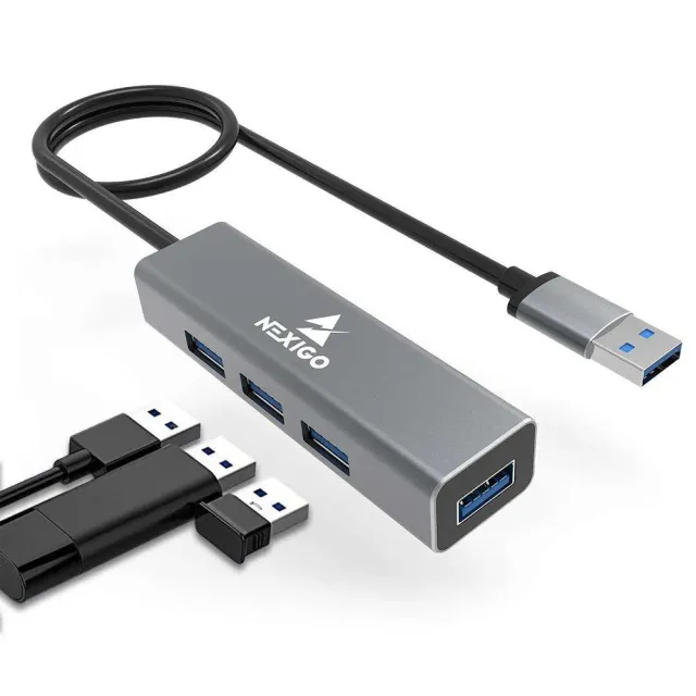 NexiGo 4-poorts aluminium USB 3.0 hub 5Gbps