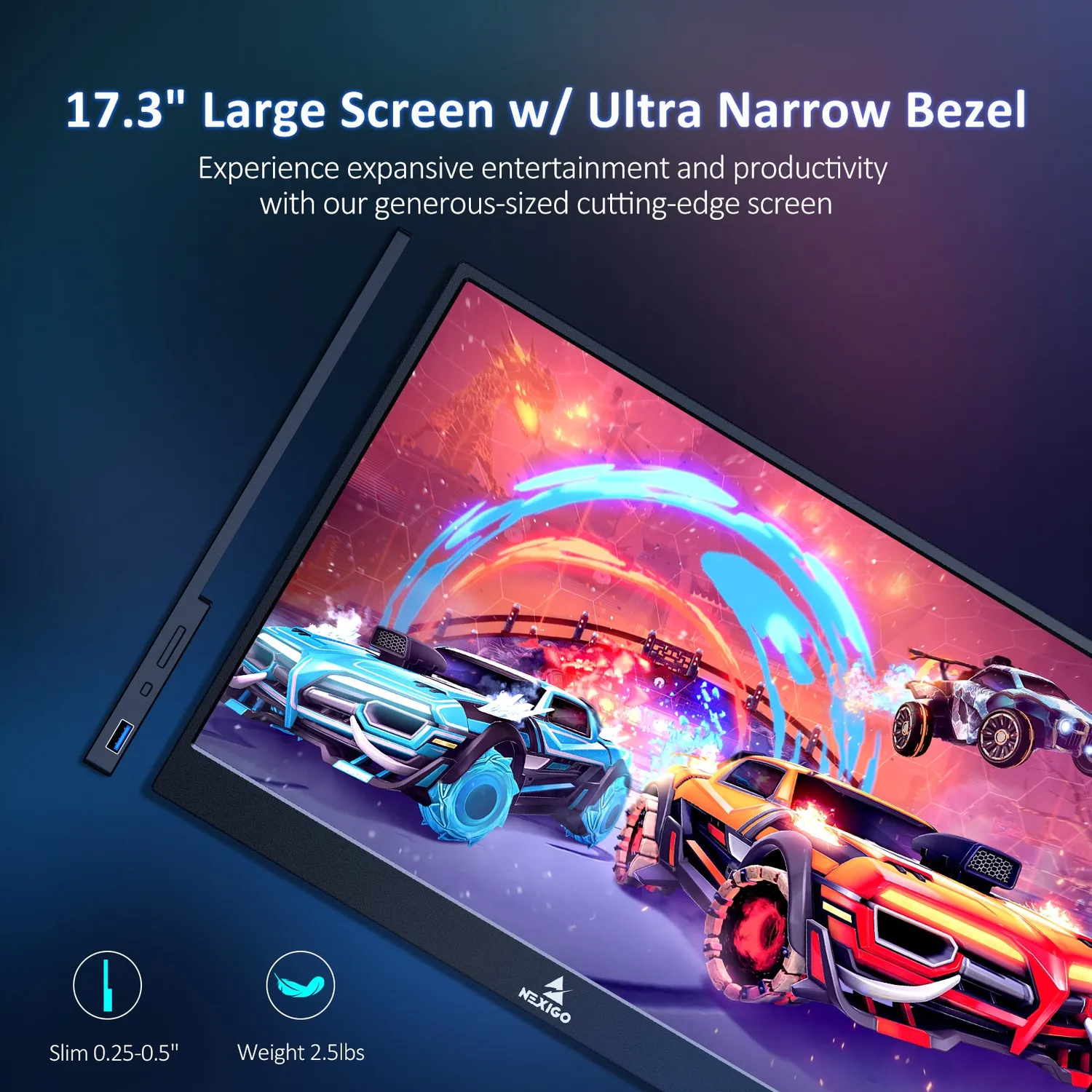 NexiGo NG17FGQ-S Portable Monitor 17.3 Inch 300Hz 1080p