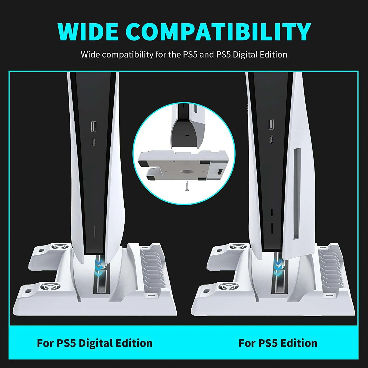 NexiGo PS5 Vertical Cooling Stand verticale standaard met headsethouder