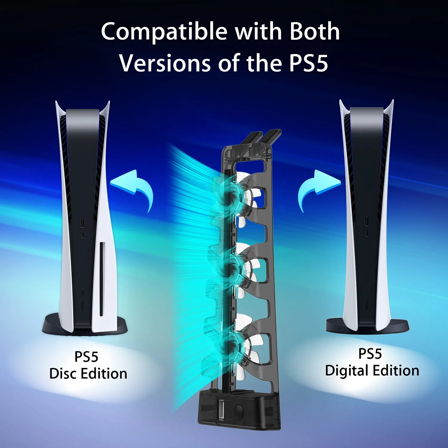 NexiGo PS5 Cooling Fan koelventilator met blauw ledlicht