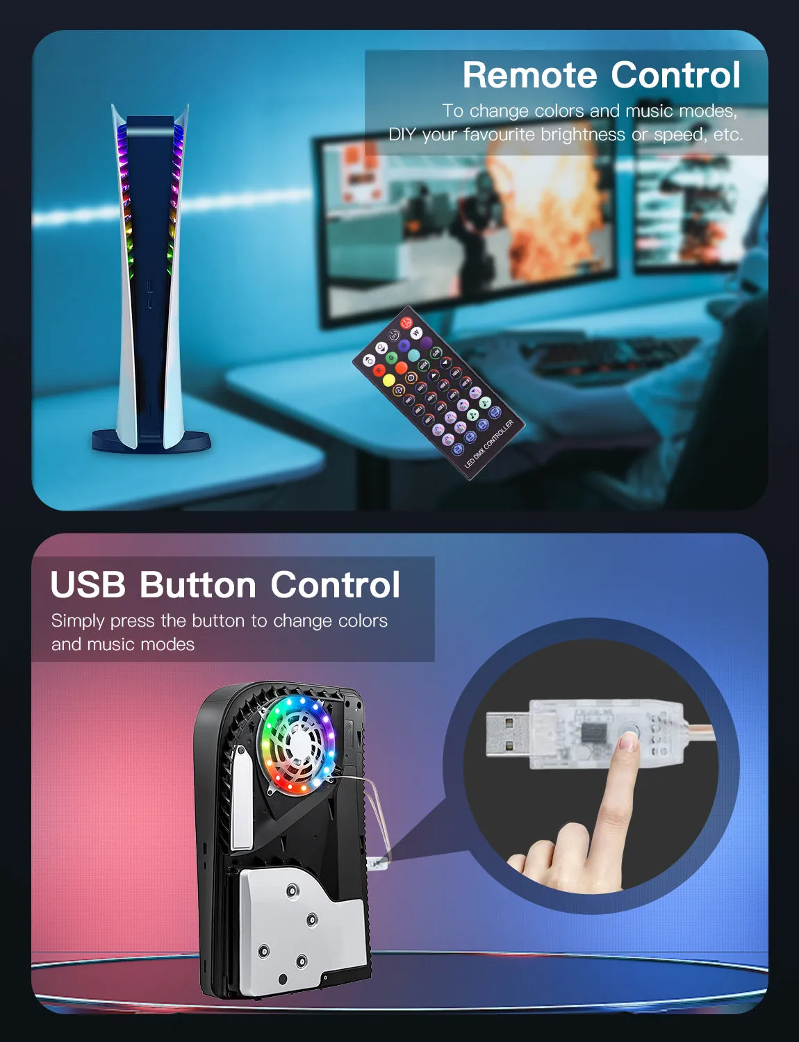 NexiGo RGB LED strip PlayStation 5 8 kleuren met musicsync