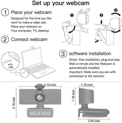 NexiGo N60 1080p webcam 110 graden FOV